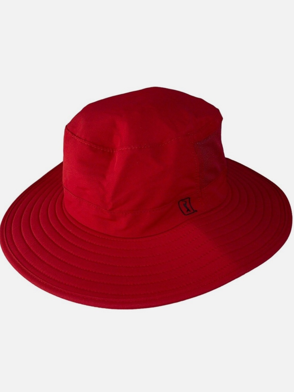 PGA TOUR Men’s Solar Golf Bucket Hat with Chin Strap One Sz Chili Pepper Red Cap